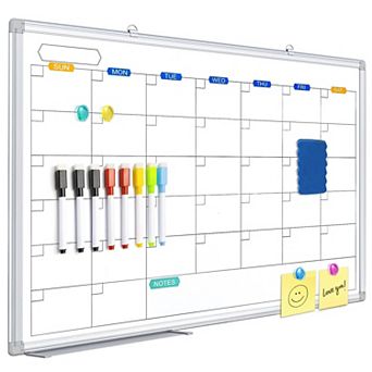 Magnetic Dry Erase Calendar Whiteboard 36"x24" Monthly Wall Hanging Aluminum Frame Tray