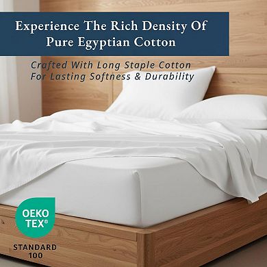 Egyptian Cotton Sheet Set California King Deep Pocket Soft Breathable Durable Oeko Tex Certified