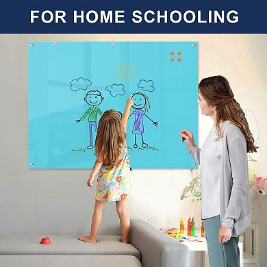 Glass Whiteboard 48x36 Inch Magnetic Frameless Wall Mounted Dry Erase Board Home Office School
