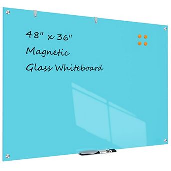 Glass Whiteboard 48x36 Inch Magnetic Frameless Wall Mounted Dry Erase Board Home Office School