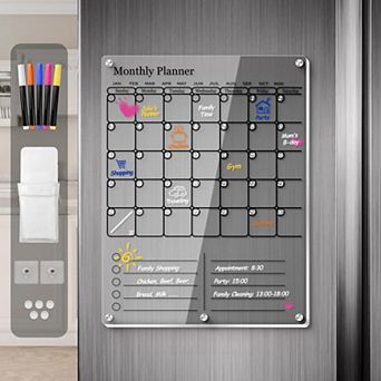 Magnetic Clear Fridge Calendar Dry Erase Board 2 in Monthly Planner To Do List