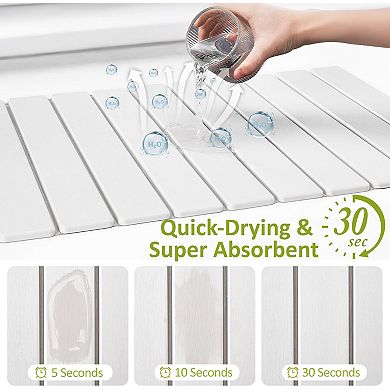 Great Ambitions 24"x16" Stone Dish Drying Mat, Quick-Dry & Absorbent, White 1pk