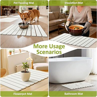 Great Ambitions 24"x16" Stone Dish Drying Mat, Quick-Dry & Absorbent, White 1pk