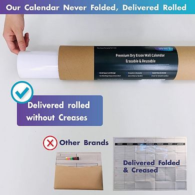 Dry Erase Two Month Calendar 38" x 50" Giant Laminated Wall Planner Vertical Reusable Whiteboard