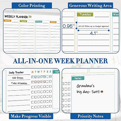 Weekly Dry Erase Calendar Whiteboard 24x18 Double-Sided Planner Aluminum Frame Wall Mount