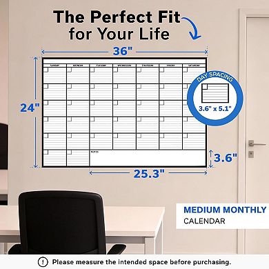 2-Pack Medium Dry Erase Calendar 24x36 Wall Whiteboard Monthly Undated Reusable Planner