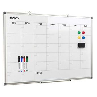 Magnetic Dry Erase Calendar Whiteboard 36x24 Inch Monthly Wall Planner Aluminum Frame