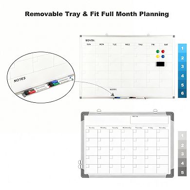 Magnetic Dry Erase Calendar Whiteboard 36x24 Inch Monthly Wall Planner Aluminum Frame