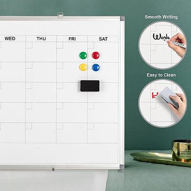 Magnetic Dry Erase Calendar Whiteboard 36x24 Inch Monthly Wall Planner Aluminum Frame