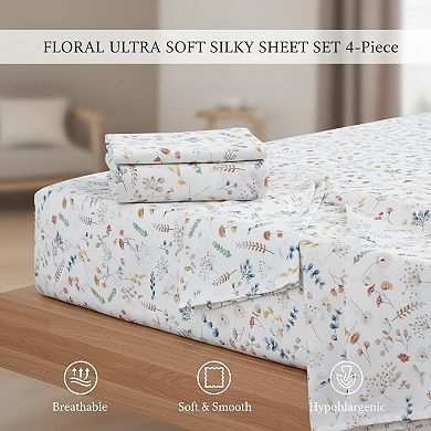 Queen Size Extra Deep Pocket Sheet Set 4-Piece Microfiber Soft Breathable Wrinkle-Free