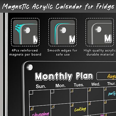 Magnetic Dry Erase Board for Fridge 3 Pack 15"x11" Weekly Monthly Planner with 6 Markers