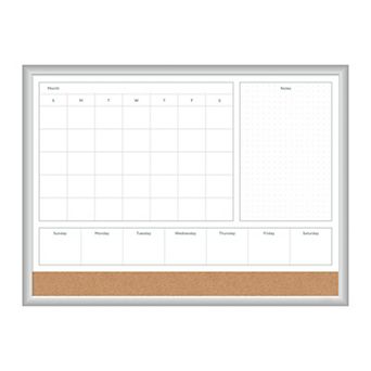 Magnetic 4-in-1 Calendar Whiteboard 24"x18" Aluminum Frame Weekly Monthly Planner Cork Strip