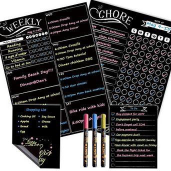 Magnetic Weekly Planner Chore Chart Set with Markers for Refrigerator