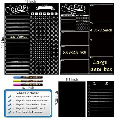 Magnetic Weekly Planner Chore Chart Set with Markers for Refrigerator