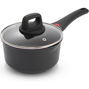 Nonstick Ceramic Saucepan with Glass Lid, Induction Safe, Non-Toxic