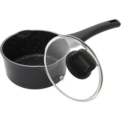 Nonstick Ceramic Saucepan with Glass Lid, Induction Safe, Non-Toxic