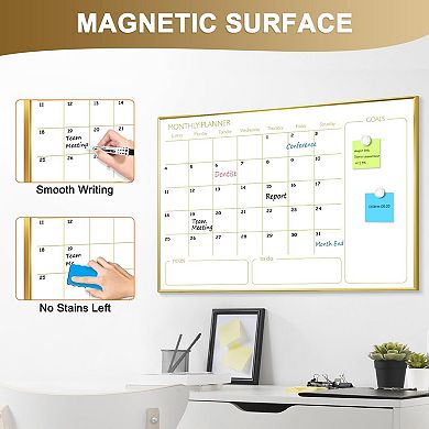 Large Dry Erase Calendar Whiteboard 36"x24" Monthly Magnetic Planner Aluminum Frame Wall Hanging