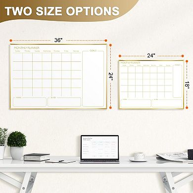 Large Dry Erase Calendar Whiteboard 36"x24" Monthly Magnetic Planner Aluminum Frame Wall Hanging