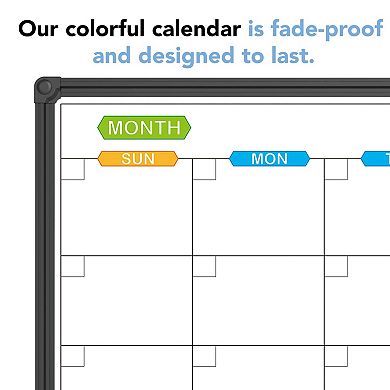 Dry Erase Calendar Whiteboard Magnetic 36x24 Inch Black Aluminum Frame Wall Mounted 2 Pack