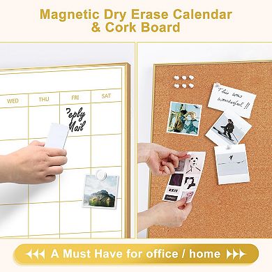 Dry Erase Calendar Cork Board 36x24 Magnetic Wall Combo Office Home School