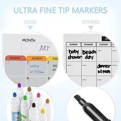 Magnetic Dry Erase Calendar Set 5-Pack Monthly Weekly Planner Kitchen Chart Markers Eraser
