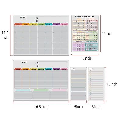 Magnetic Dry Erase Calendar Set 5-Pack Monthly Weekly Planner Kitchen Chart Markers Eraser