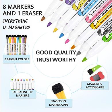 Magnetic Dry Erase Calendar Set 5-Pack Monthly Weekly Planner Kitchen Chart Markers Eraser