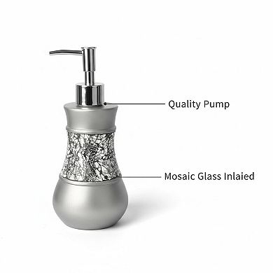 4-Piece Crackled Glass & Resin Bathroom Accessory Set