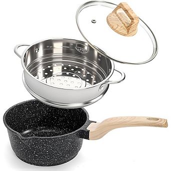 Nonstick Saucepan with Lid & Steamer Induction Safe, Non-Toxic, Multipurpose