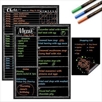 Magnetic Weekly Meal Planner Chore Chart Set For Fridge With Notepad