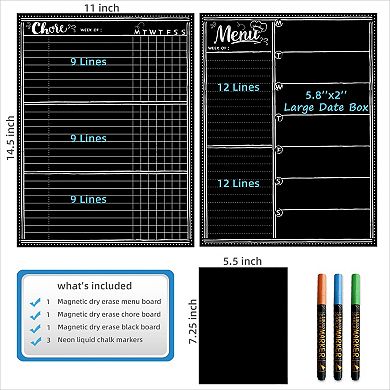 Magnetic Weekly Meal Planner Chore Chart Set For Fridge With Notepad