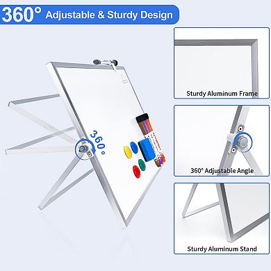 Magnetic Dry Erase Weekly Monthly Planner Desktop Whiteboard Stand 8 Markers