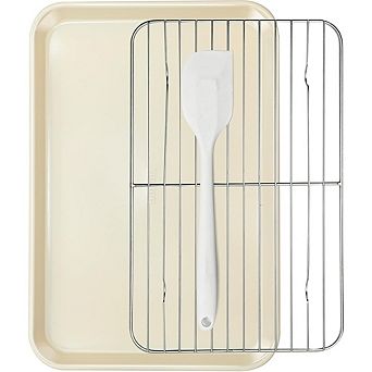 Nonstick Baking Sheet Set, Carbon Steel Jelly Roll Pan with Rack & Accessories