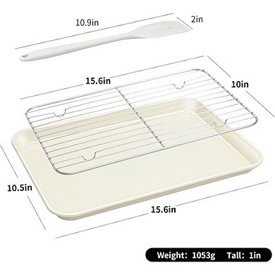 Nonstick Baking Sheet Set, Carbon Steel Jelly Roll Pan with Rack & Accessories