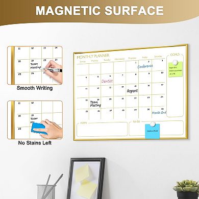 Magnetic Dry Erase Calendar Whiteboard 24"x18" Monthly Planner Aluminum Frame Wall Hanging