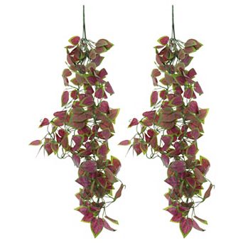 2 pc Fake Vines Greenery Leaves Artificial Hanging Plants for Home Purple 41.3"