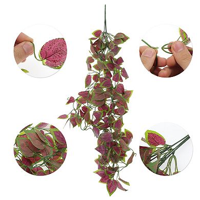 2 Pcs Fake Vines Greenery Leaves Artificial Hanging Plants for Home Purple 41.3"