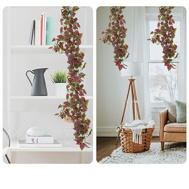 2 Pcs Fake Vines Greenery Leaves Artificial Hanging Plants for Home Purple 41.3"