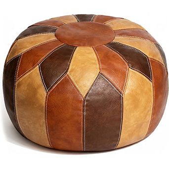Moroccan Faux Leather Pouf Ottoman Storage Footrest Boho Floor Cushion