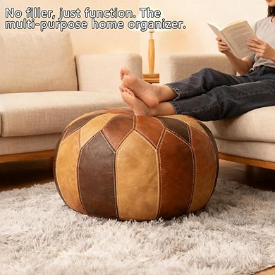Moroccan Faux Leather Pouf Ottoman Storage Footrest Boho Floor Cushion