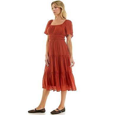 Women's Luxology Tiered Flutter Sleeve Dress