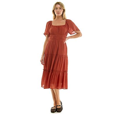 Women's Luxology Tiered Flutter Sleeve Dress