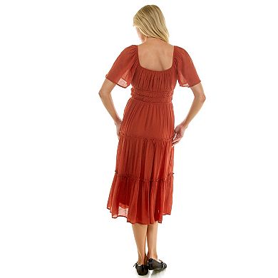 Women's Luxology Tiered Flutter Sleeve Dress
