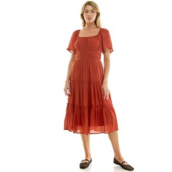 Women's Luxology Tiered Flutter Sleeve Dress