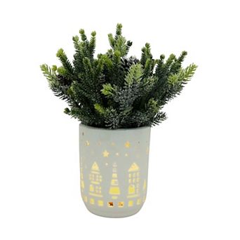 St. Nicholas Square® LED Glitter Botanical Artificial Plant in Ceramic Pot