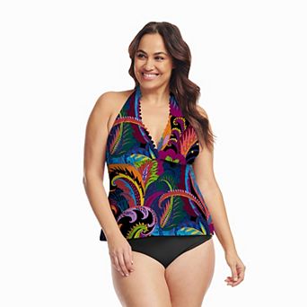 Plus Size Mazu Swim Scallop Halter Tankini Top