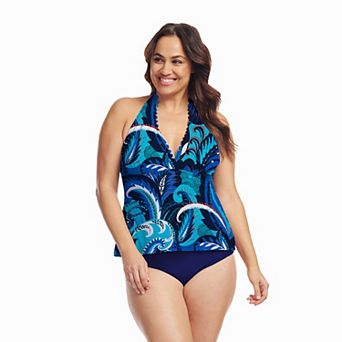 Plus Size Mazu Swim Scallop Halter Tankini Top