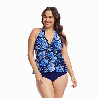 Plus Size Mazu Swim Scallop Halter Tankini Top