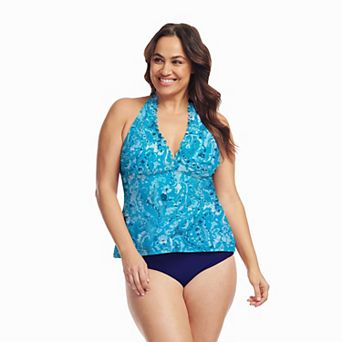Plus Size Mazu Swim Scallop Halter Tankini Top