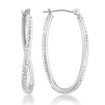 GOLD LUXE® 14k Diamond Cut Twisted Figure Eight Oval Hoop Earrings